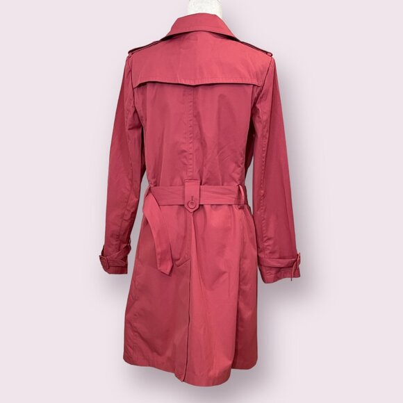 NWOT Talbots Women's Trench Coat Button Dark Pink Belted Size 10 - Picture 2 of 15